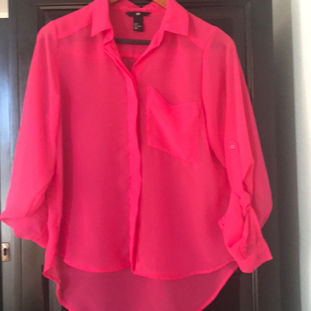 H&M sheer button front blouse size 4